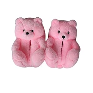 Alayger Women’s Plush Teddy Bear Slippers Home Indoor Soft Anti-Slip Cute Winter Warm Floor Shoes Slippers Cartoon