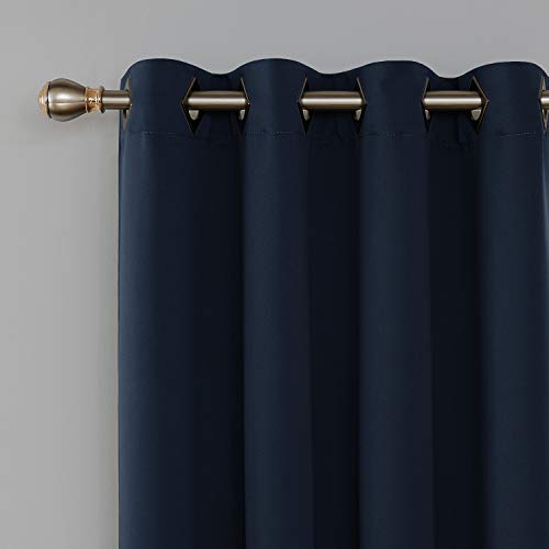 Image of Deconovo Short Blackout Curtains for Kitchen Grommet Top Small Tier Curtain Panels Window Treatments 52x45 Inch Navy Blue 2 Panels