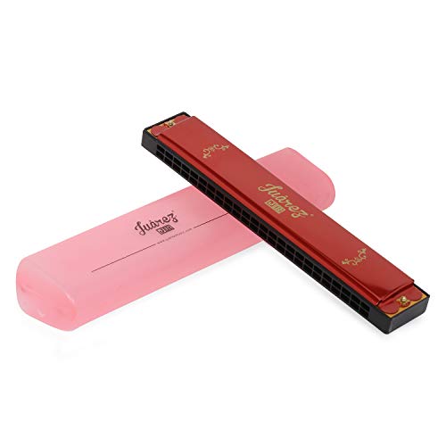 Image of JUAREZ Junior JJ24HR 24 Holes Harmonica Key of C Scale | Mouth Organ | Cover - Aluminium | Comb - Abs | Reed - Brass Red