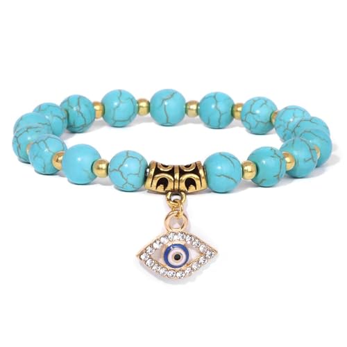Pulsera de piedra turquesa azul ligera ajustable que no irrita la piel 3