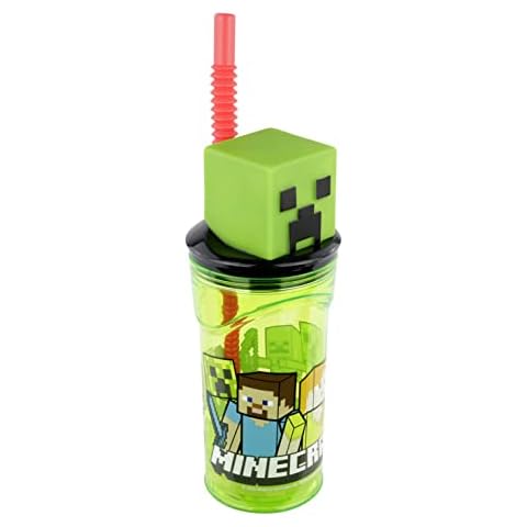POS 33198 - Vaso para niños con pajita y tapa transparente Minecraft Cover