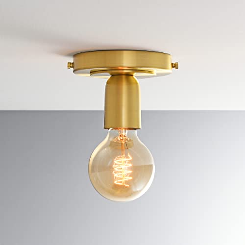 Image of BRIGHTTIA Luna Uno 1-Light Wall Sconce - Mid Century Industrial Modern Flush Mount Fixture for Wall & Ceiling - Minimalist Lamp for Bathroom and Small Spaces - Brushed Gold (BC0026-1G)