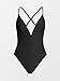 CUPSHE Women Swimsuit One Piece Bathing Suit Deep V Neck Crisscross Back Adjustable Strap Black L