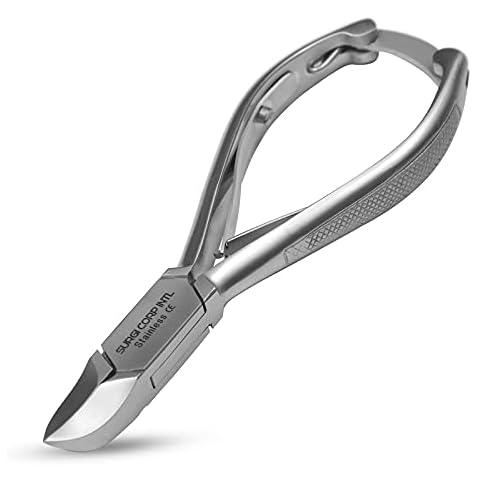 Surgi Corp Intl Toenail Clippers for Thick Ingrown Nails Nippers Cuticle Remover Cutters Heavy Duty Stainless Steel (Concave) Cover