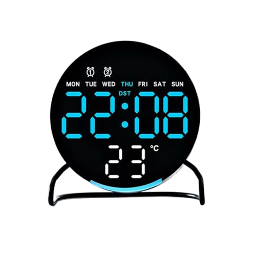 SageFurned Digital Alarm Clock with LED Display, Dual Bell, Adjustable Brightness, Temperature Display and Countdown Timer for Bedside Desk, Black