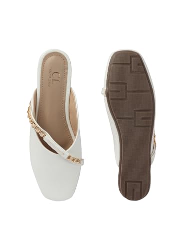 Image of Carlton London Women's Glossy Chain Detail Comfort Mules