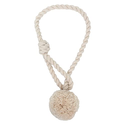 Image of Curtain Ball Rope Tiebacks Tie-Backs, Rope Ties, Curtain Handmade Holdbacks, Cotton Curtain Tieback (Natural -2pc)