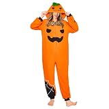 OLAOLA Adult Onesie, Halloween Pumpkin Costume, Unisex Cosplay Pajamas