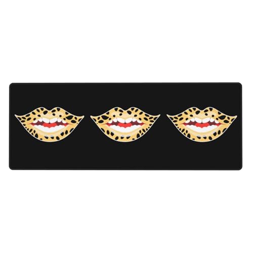 MJHKXLJ Tapis de souris imprimé léopard, motif lèvres extra large, tapis de souris pour ordinateur, bureau, clavier de jeu, version épaisse, 30,5 x 80 cm