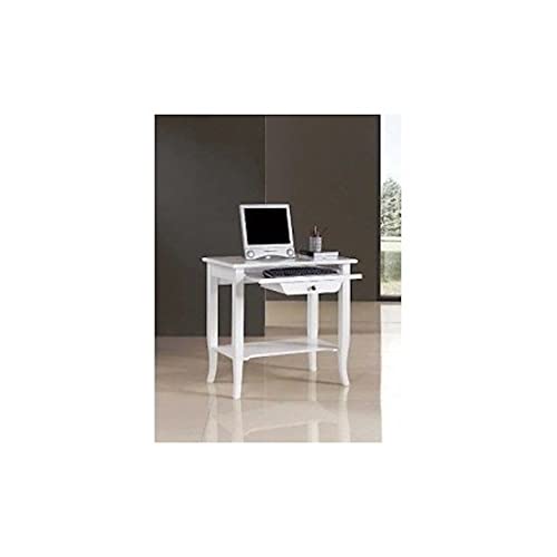 Dimensioni: 85x49x79h Mar.c.a. Design - Scrittoio Antico Vintage in Legno di Pioppo Bianco Opaco Shabby Chic, Mobile Arte Povera Made in Italy - Misura 85x49x79h
