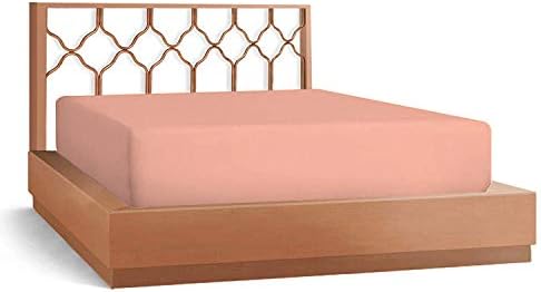 Scalasheets Idle Decor 800 Thread Count 100% Egyptian Cotton Super Soft Fitted Sheet and 2 Pillowcase Super Queen Solid Peach Fit Up to 21 inches Deep Pocket Fully Elastic All Around
