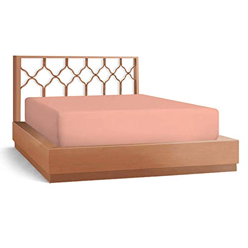 Scalasheets Idle Decor 800 Thread Count 100% Egyptian Cotton Super Soft Fitted Sheet And 2 Pillowcase Super Queen Solid Peach Fit Up To 21 Inches Deep Pocket Fully Elastic All Around #TOP3