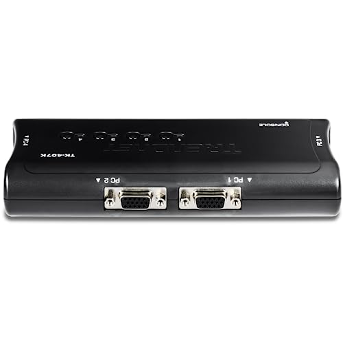 Image of TRENDnet 4-Port USB KVM Switch, TK-407K, Control Up to 4 Computers, Windows, Linux, Mac OS Compliant, 2048 x 1536 VGA Resolution, NDAA & TAA Compliant, KVM Cables Included, Black
