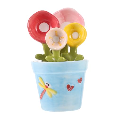 Cabilock 1 Juego cuchara medidora para hornear decoración tazas medidoras fuente de horno planta estaño prateleiras arrumação gadgets de cocina utensilio de cocina cuchara de café cerámica