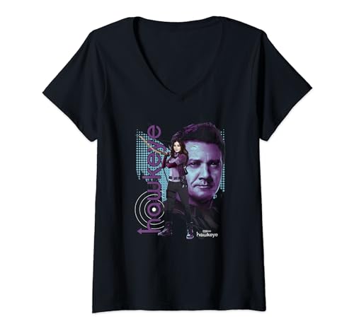 T-shirt col V Marvel Hawkeye femme coupe ajustée qui ne se déforme pas au lavage