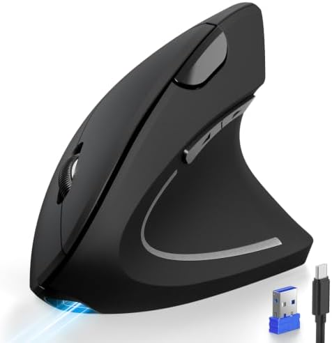 TECKNET Ergonomic Mouse, Rechargeable 2.4G+Bluetooth Vertical Mic...