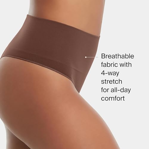Image of SPANX SPANXshape Everyday Shaping Thong - Core Control Shapewear Underwear - Invisible Under Clothes - Seamless Design