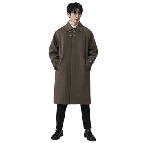 Trench homme marron coupe ample : des finitions soignées et une longueur genoux