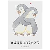 Mr. & Mrs. Panda Postkarte personalisiert Pinguine Kuscheln - Personalisierte Geschenke, Jahrestag, Karte mit Namen, Ehefrau, grußkarte, Geschenk für Frauen, Hochzeitstag, Freundin, Valentinstag