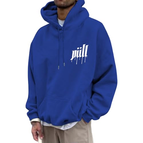Mens Hoodies Pullover - Long Sleeve Oversized Letter Print Sweatshirt,Fall Winter Sweater Fashion Top