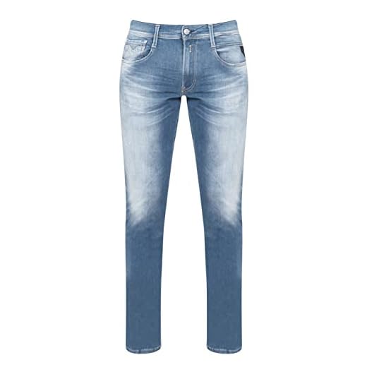 Replay Anbass Hyperflex återanvändbara jeans för män, 009 medium blå, 36W x 34L