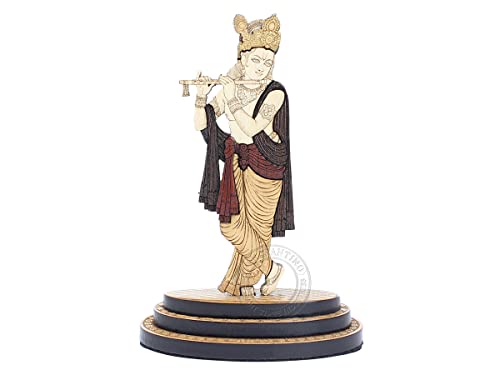 Estatua de Madera Lord Krishna 10.7 cm Multicapa