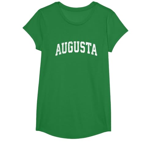 Augusta Georgia GA Vintage Varsity Sports Text T-Shirt, Girls, Kelly Green, Small