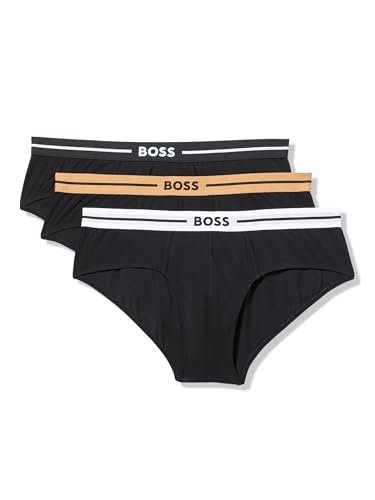 BOSS Men's 3-Pack Bold Logo Solid Briefs