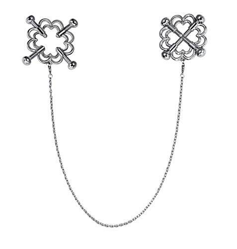 Pinces à tétons avec chaîne en acier inoxydable - Motif fleurs - Jouet sexuel SM pour hommes et femmes - Stimulation érotique extrême - Bondage fétichiste - Clitoris érotique réglable
