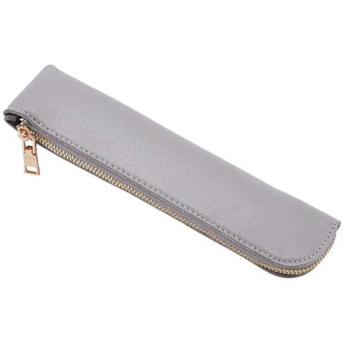Image of GORGECRAFT PU Leather Case Slim Design Soft Small Aesthetic Pouch Solid Color Portable Zipper Cosmetic Bag Storage Bag for Markers Gifts (Dark Gray)
