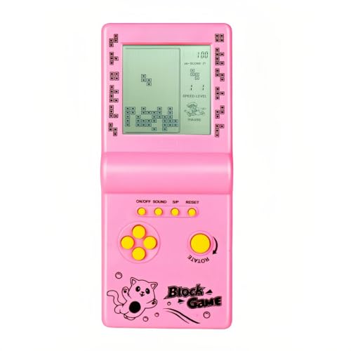 CZT Cube Consola de Juegos Pantalla Grande 999 en 1 Juego de Bloques Consola portátil Retro Ladrillos electrónicos portátiles Puzzle Regalos de Juguetes para niños/Estudiantes/Novios (Pink)