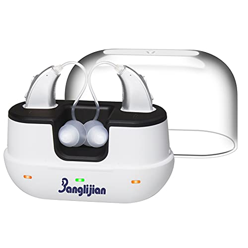 Banglijian Hearing Aids Rechargeable for Adults Seniors, Magnetic Contact Charging Box with Larger Capacity Digital Noise Cancelling and Feedback Cancellation to Aid and Assist Hearing (Gray)