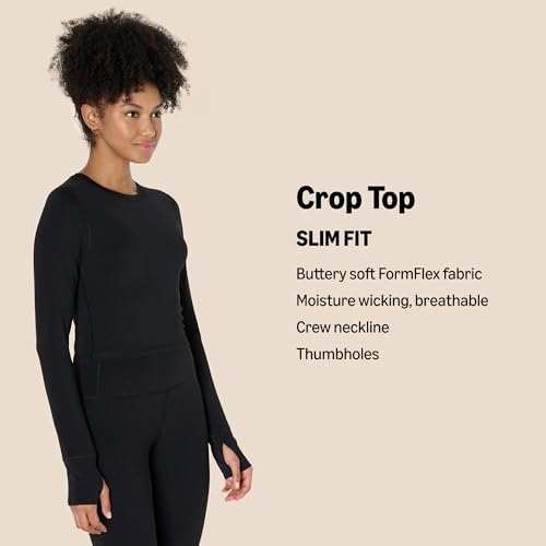 Amazon Essentials Women's Active FormFlex Buttery Soft Long Sleeve Slim Fit Crop Layering Workout Top2