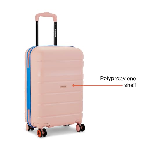 Image of Nasher Miles Jupiter Hard-Sided Polypropylene Cabin Luggage 20 inch | 55cm | 8 Wheels Small Trolley Bag for Travel | Suitcase (Peach)