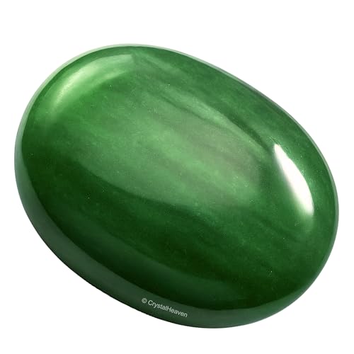 Image of Certified Dark Green Aventurine Crystal Palm Pebbles Stones for Anxiety Stress Relief Massage - AAA Grade Original Healing Gemstone Agate Palm Stone for Yoga Meditation Spiritual Reiki Feng Shui