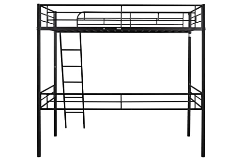 Lifeand Sturdy Twin Size Metal Loft Bed With Built-In Ladder And Guardrails For Space-Saving Solution In Kids' And Teens' Rooms,Black #TOP7