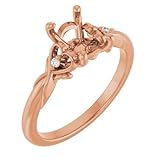 14k Rose Gold 7x5mm Emerald Cut Diamond Semi-Mount Bridal Wedding Engagement Anniversary Band Ring Fine Jewelry For Women Gifts For Her (Mounting Only, Not All Stones Included, 02 cttw), Size 7