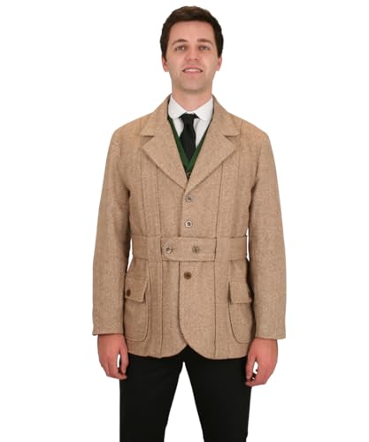 ジャケット・アウター HERRINGBONE TWEED STAND COLLAR COAT Short herringbone black coat with high stand up collar