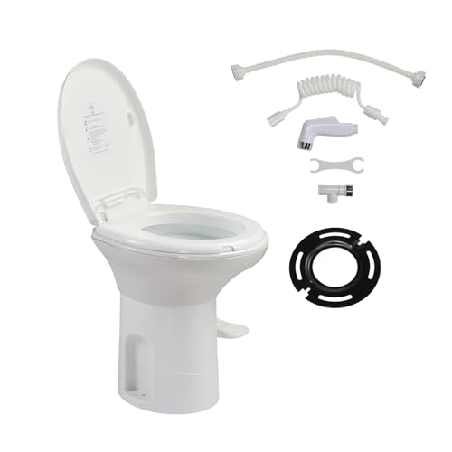 Image of VINGLI RV Toilet, Gravity Flush Toilet with Foot Pedal Flush, Standard Height Gravity Camper Toilet For RVs, Trailers, and Outdoor Campers, Enamel Bowl