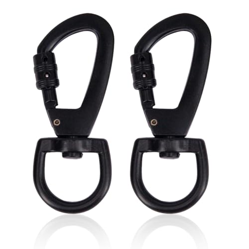 XQIGI 2 Pack Dog Leash Clips Locking with Swivel Ring, 3 inches Heavy-Duty Quick Release Buckles for Pet Lanyard Keychain Backpack (Black)