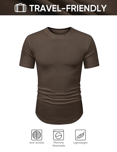Image of JMIERR Mens Short Sleeve T Shirt Summer Muscle Slim Fitted Crewneck Longline Tees Shirts for Gym Workout