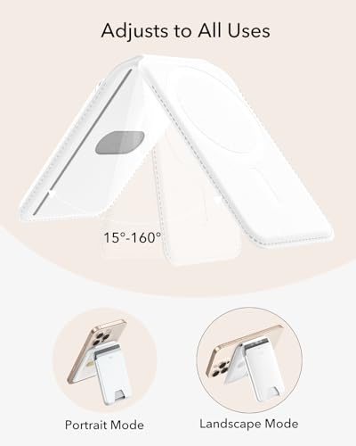 Image of ESR Upgraded for Aura MagSafe Wallet, 5 Card-Holder with Adjustable Stand, RFID Blocking,Wallet for iPhone, Slim for iPhone 17e /17 /16 /15 /14 /13 /12,Google Pixel 10 /Pro /Pro XL,Not for Mini,Bright White