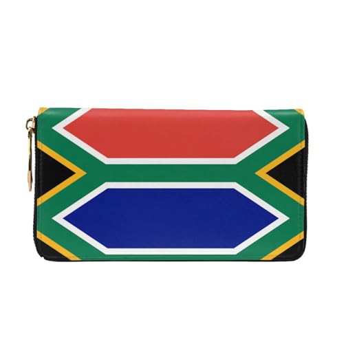 South African flag Women's Wallet Long Zip Around, Premium Vegan Leather Wallet with 12 Card Holders, Large Capacity,Gift Ready Packaging2