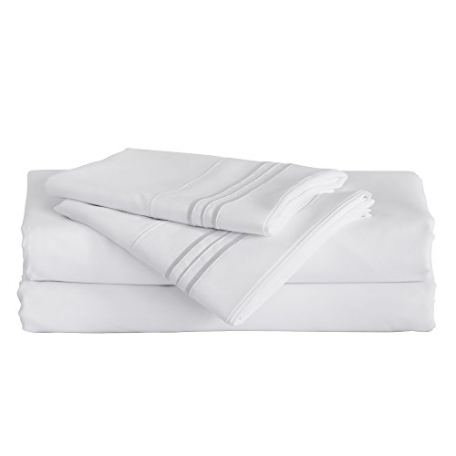 Parure de lit 3 pièces microfibre blanche drap housse taie Furinno XL - 2