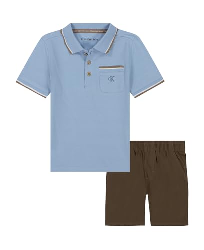 Image of Calvin Klein Boys' 2-piece Short Sleeve Polo Shirt and Shorts Set