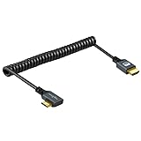 Twozoh レフトアングルコイル状ミニHDMI-HDMIケーブル 90° ミニHDMI-HDMIコイルケーブルサポート 3D/4K 1080P 1.5M