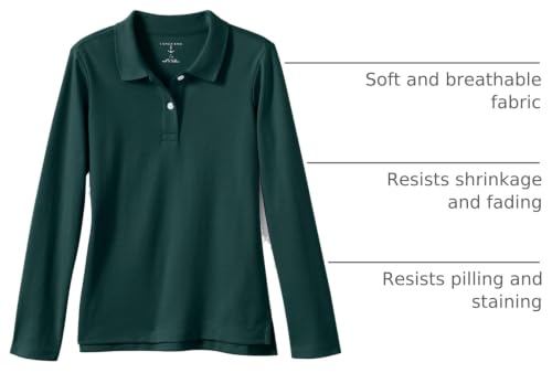 Image of Lands' End School Uniform Girls Long Sleeve Feminine Fit Interlock Polo Shirt