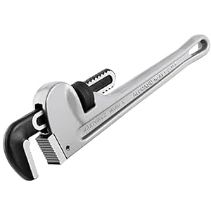 MAXPOWER 14-Inch Pipe Wrench, 40% Lighter Aluminum Plumbing Wrench, Heavy Duty Straight Pipe Wrenches Jaw Max Capacity 2 inch