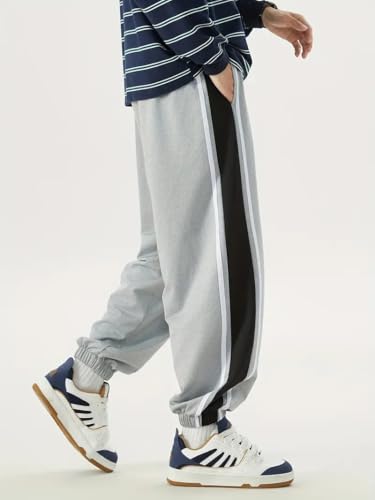 Image of Q - RIOUS Men's Black Colorblock Jogger Sweatpant | Contrast Side Stripe Sportswear | Casual & Gym Wear