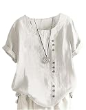 [エムシング] 7色展開 半袖 リネン風 ブラウス 無地 カットソー シンプル Tシャツ 春 夏 トレーニング トップス リモートワーク テレワーク 運動 ステイホーム おうち 家 スポーツ ランニング ヨガ 体操服 アウトドア トレッキング アウトドア Uネック SIA06-WHL